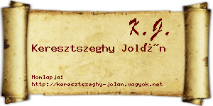 Keresztszeghy Jolán névjegykártya